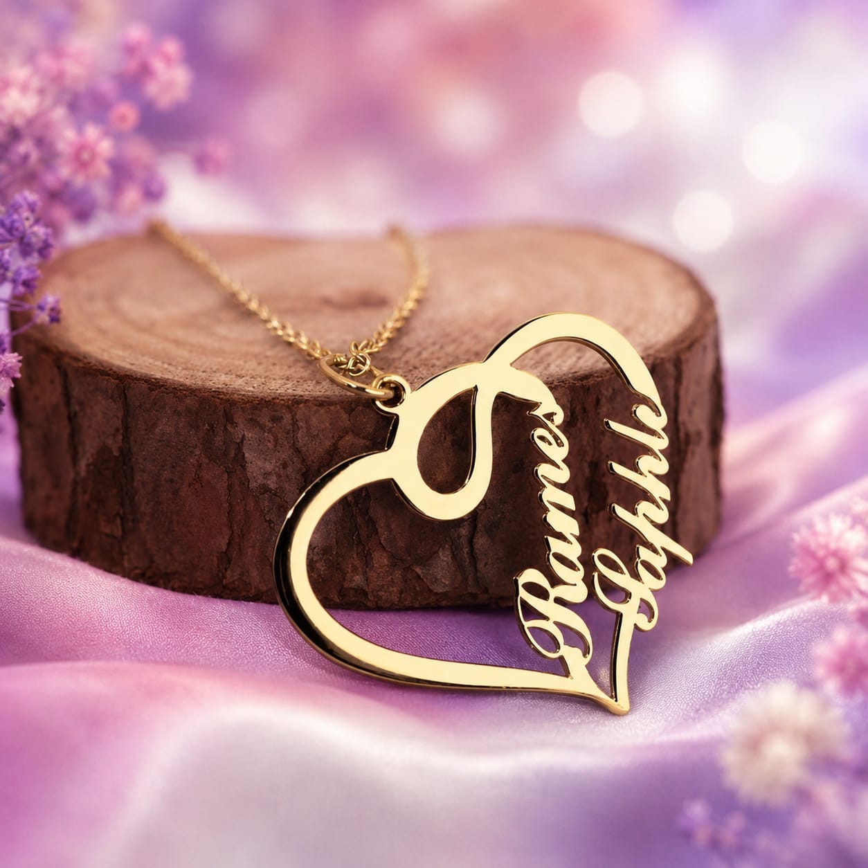 Heart Couple Name Necklace