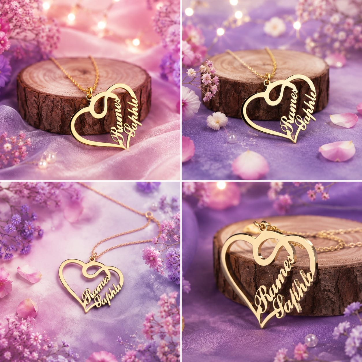 Heart Couple Name Necklace