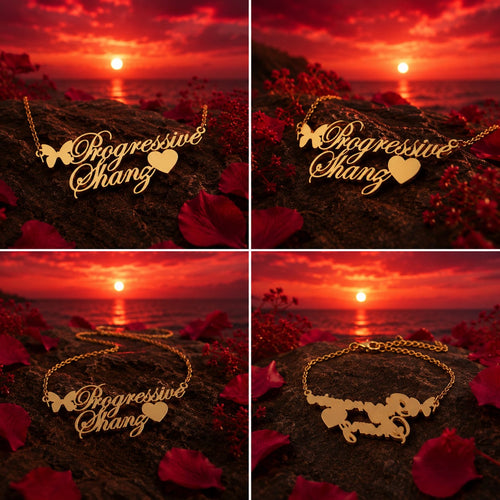 Butterfly Couple Name Necklace