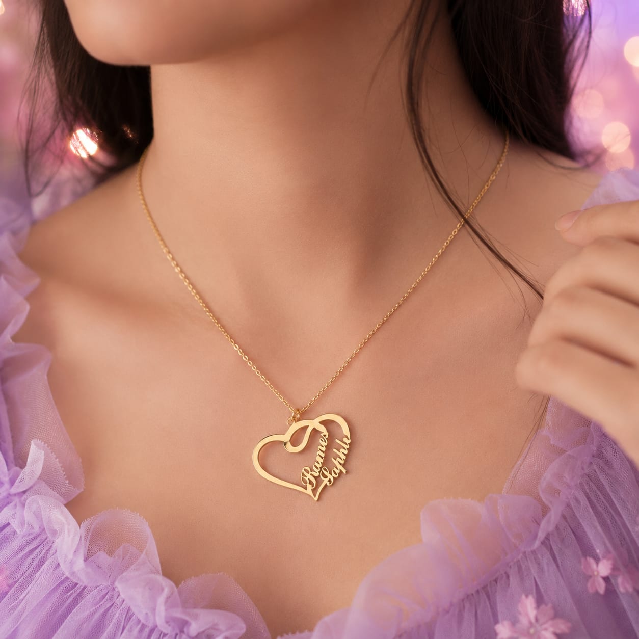 Heart Couple Name Necklace