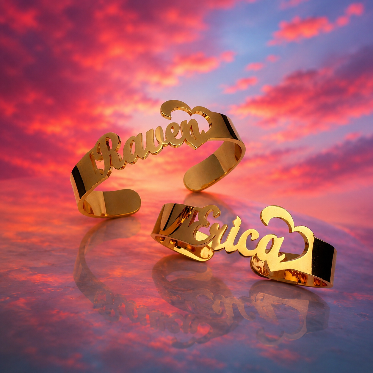 Gold Heart Name Ring