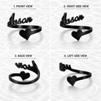 Black Plated Heart Name Ring Pakistan
