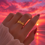 Gold Heart Name Ring
