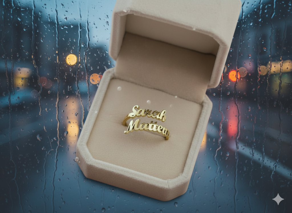 Stacked Couple Name Ring Pakistan