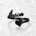 Black Plated Heart Name Ring Pakistan