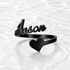 Black Plated Heart Name Ring Pakistan