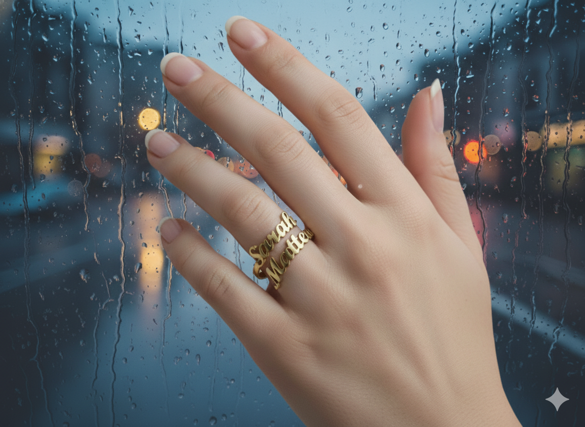 Stacked Couple Name Ring Pakistan