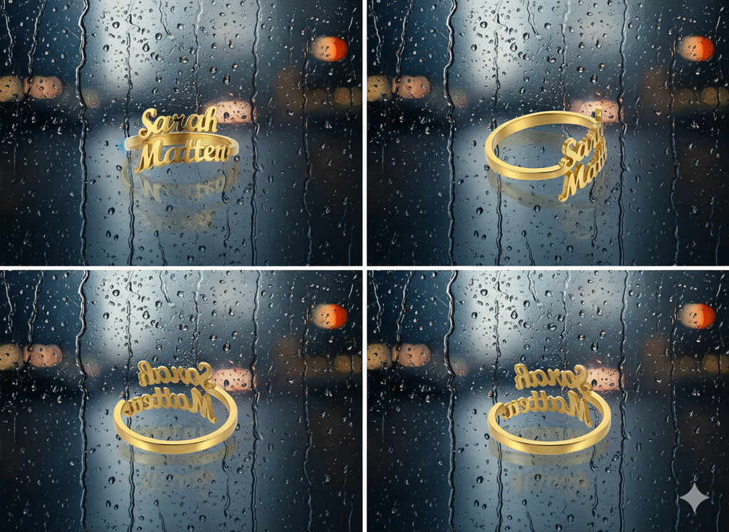 Stacked Couple Name Ring Pakistan