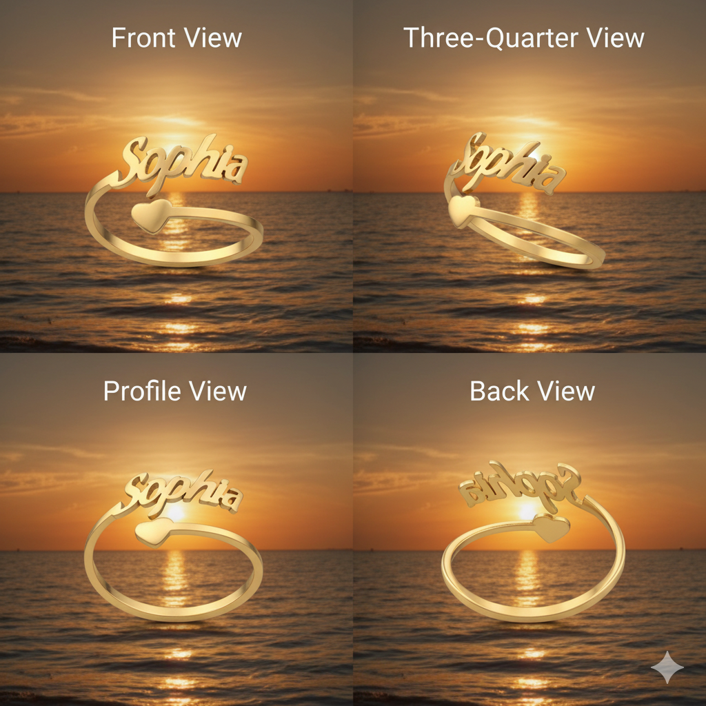 Open Wrap Heart Name Ring Pakistan