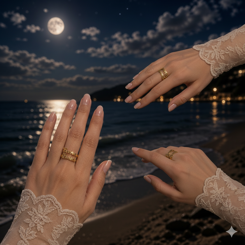 Couple Name Double Band Ring