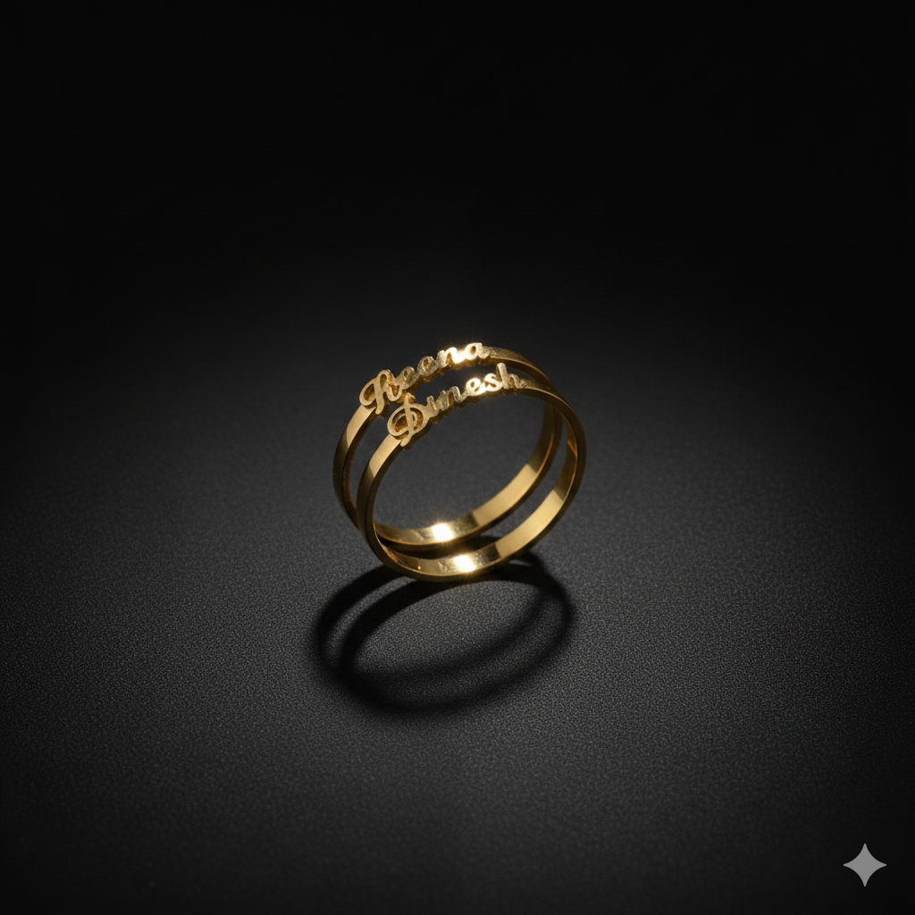 Couple Name Double Band Ring